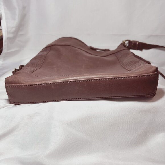 The Sak Collection-Brown Leather Embossed Floral Sides-Black/Pink inside-Phone - Picture 11 of 15